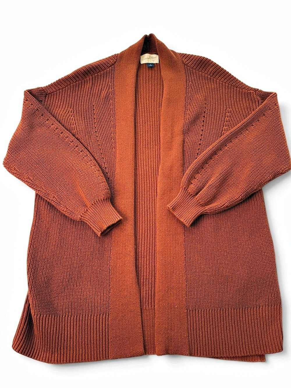 Universal Thread Women’s S Rust Orange Brown Open Front Cardigan 100% Cotton